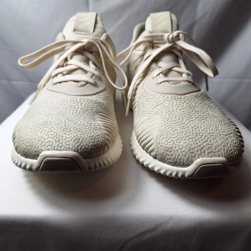 ADIDAS Alphabounce Reflective HPC Sneaker Mens Sz 10 Beige/Ivory Ribbed Midsole